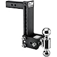 B&W Trailer Hitches Tow & Stow Adjustable Trailer Hitch Ball Mount - Fits 2" Receiver, Dual Ball (2" x 2-5/16"), 9" Drop, 10,000 GTW - TS10043B