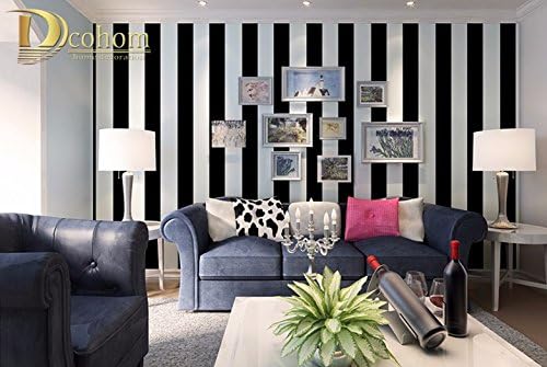 Pink Black White Deep Embossed Vertical Stripes Wallpaper For Walls 3 D Minimalist Designs Flocked Stripe Wall paper Modern (black and white)