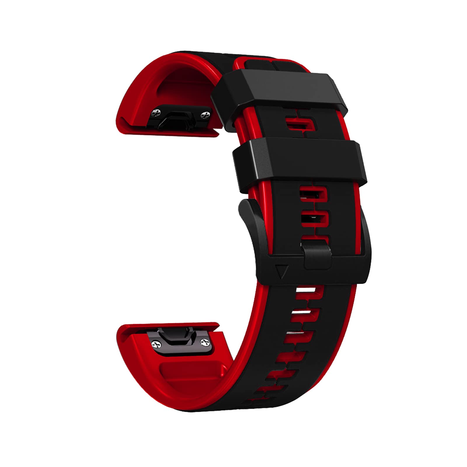 RoYiio Silicone Strap for Garmin Quatix 8 47mm/Quatix 7 Pro/Tactix 8 47mm/Epix 2 Strap Soft Breathable Replacement Band Fenix8 Pro 47 mm/Fenix E/7Pro/6Pro (QuickFit 22mm, Black Red)