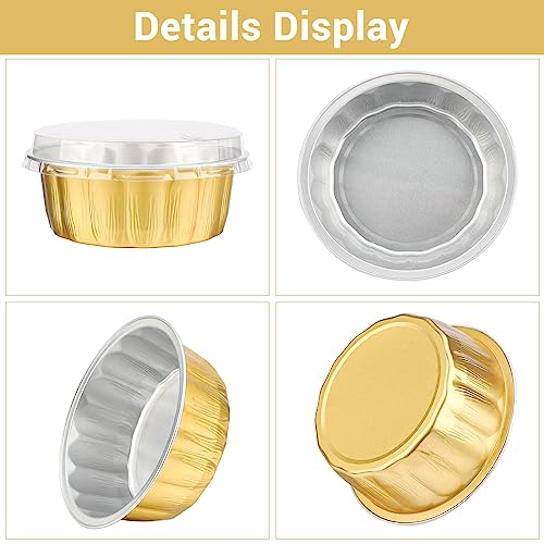 Suice Aluminum Foil Baking Cups with Lids, 100 Pack Disposable Ramekins