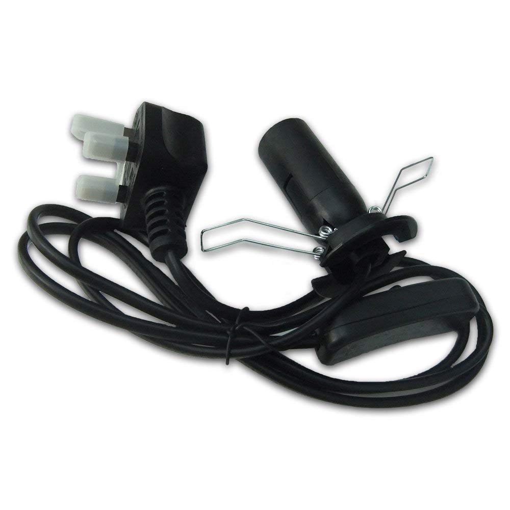 UK Salt Lamp Replacement Electrical Lamp Light Fittings 2 Metal Clip - Spare Cable UK 3Pin Plug+Bulb