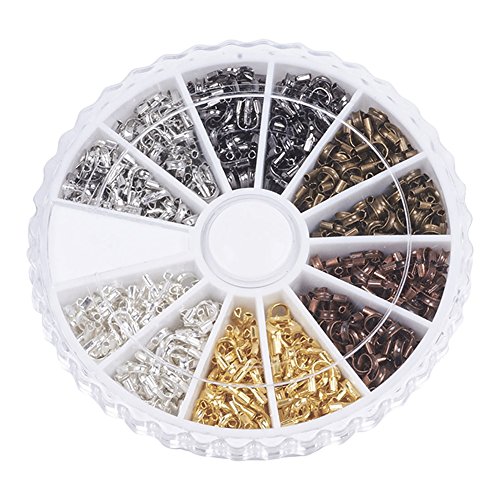 Pandahall 6 Colors Brass Wire Guardian Wire Protectors 5x4x1mm for Bracelet Necklace Jewelry Making (About 540pcs/box)