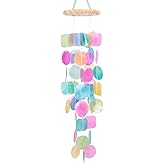 Taman Shell Wind Chimes for Outside - 32" Handcrafted Capiz Shell Windchime Coastal Decor Valentine's Day Gift for Indoor/Outdoors, Garden,Yard,Coastal,Beach Decor, Women Mother’s DayGift