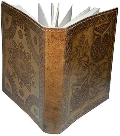 Handmade Owl Embossed Leather Journal Pocket Style Re-fillable 7x5 Blank Pages Tanned Color for Men and Women - Image 5