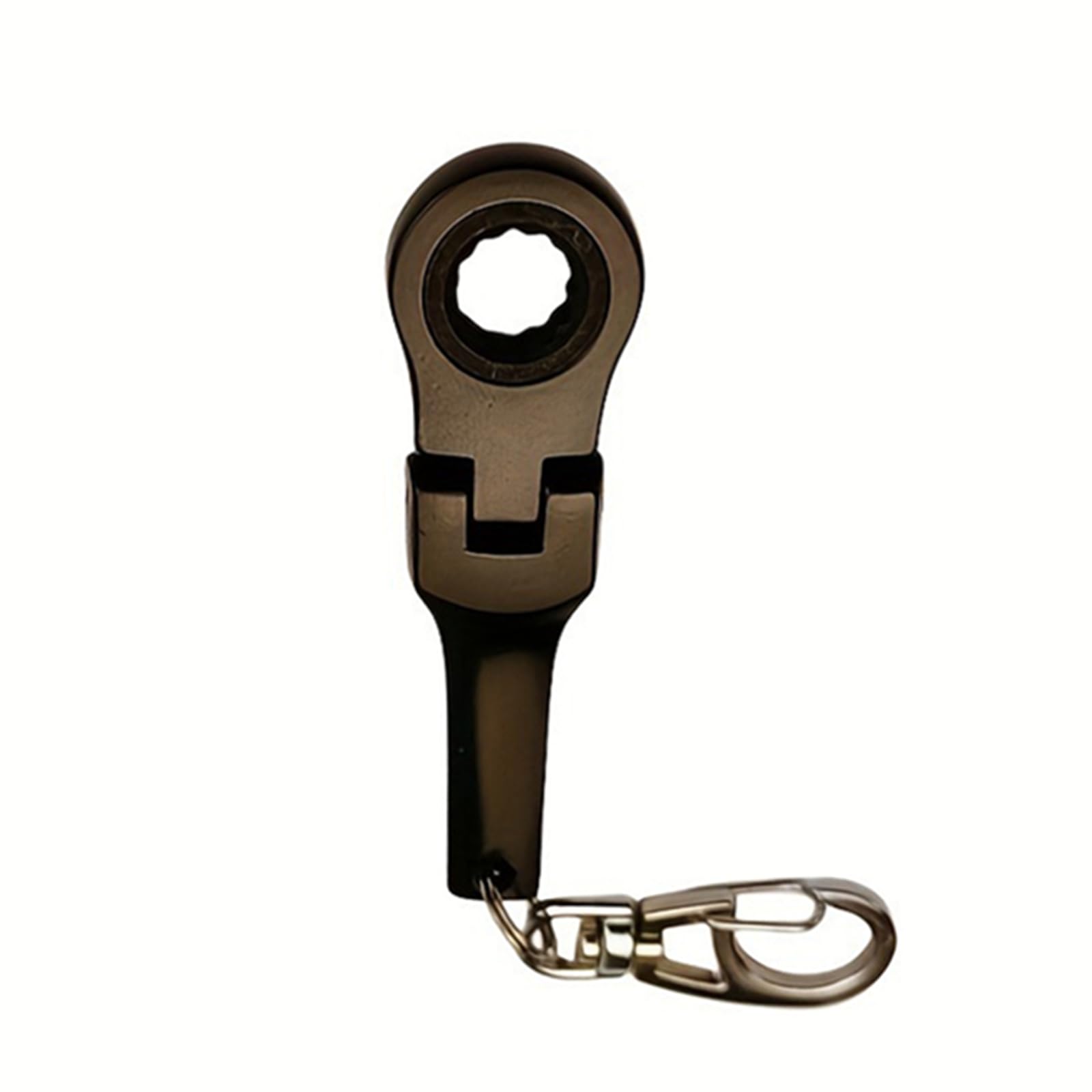 Michear Ratchet Spanner 180°Flex-Head Keyring Combination 10mm Portable Ratchet Ring Wrench (Black)