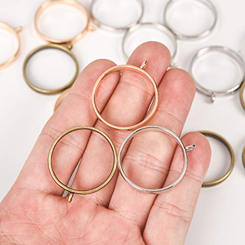 OBSEDE Round Frame Pendants Bezel Charms Open Back Bezel Hollow Mold Pressed Flower for Resin Earrings Necklace 25mm 30pcs