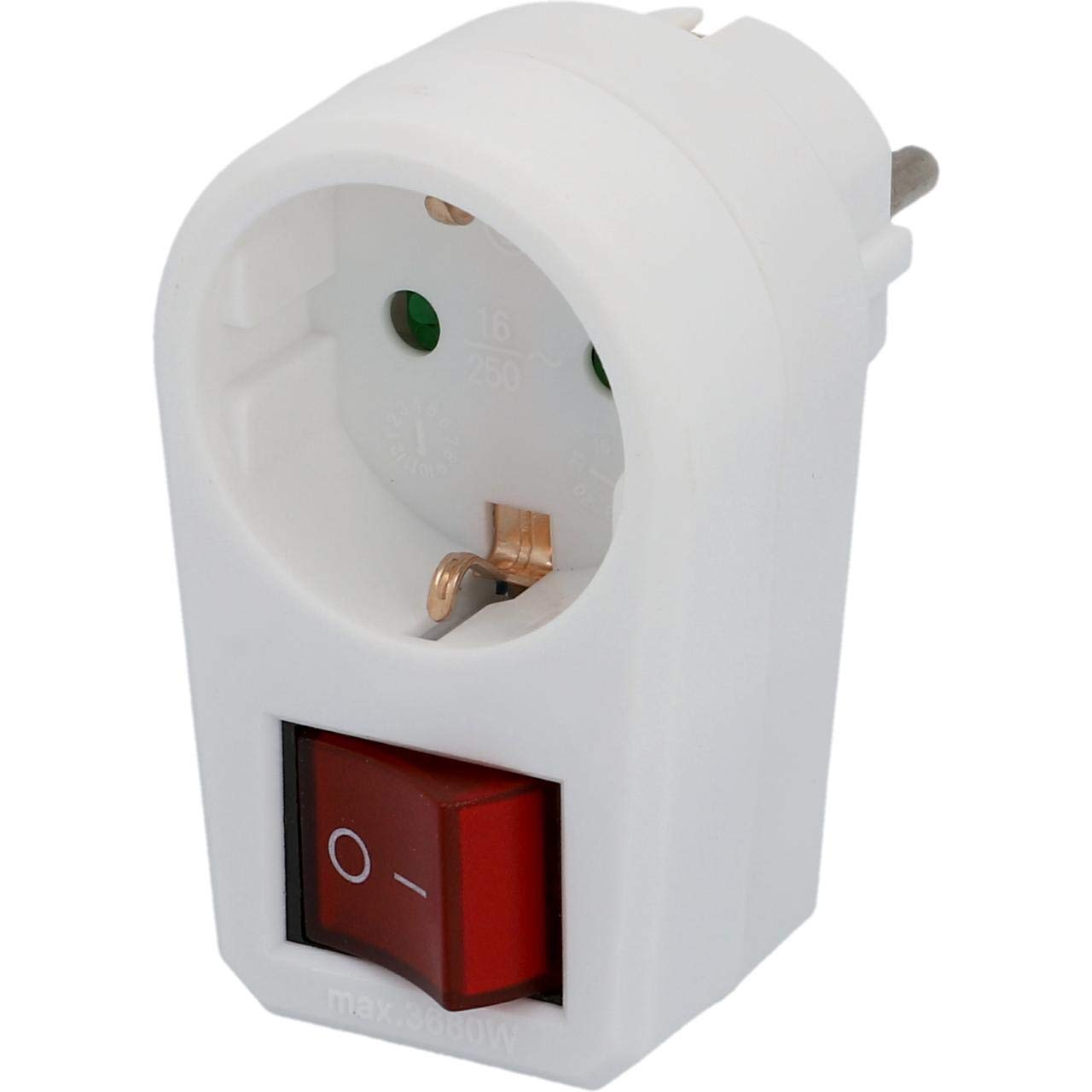 UNITEC Schuko-Zwischensteckdose mit weißem Schalter 2