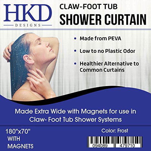 HKDDesigns Clawfoot Tub Shower Curtain Extra Wide Low Odor 180×70