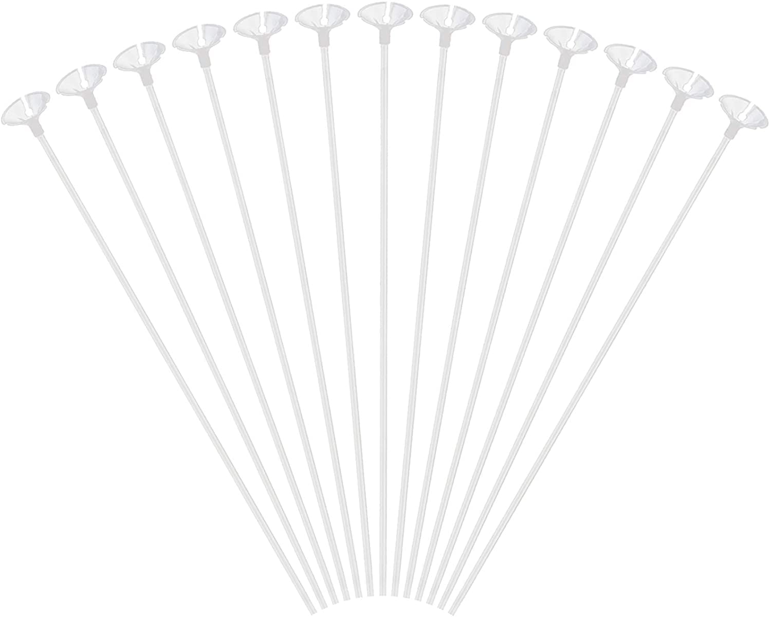 50 Pcs Balloon Sticks,DaYue 40 CM Plastic Thicken Durable Reusable Milk-White Sticks Holders with Cups for Balloon Party Decor