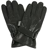 Mens Dressy Leather Gloves Velcro Wrist Strap Warm Thermal Lining Insulated