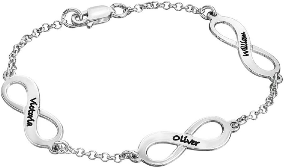 MyNameNecklacePersonalized Infinity Bracelet - Choose Your Style - Sterling Silver, Solid Gold or Plated - Rolo Chain