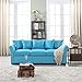 DIVANO ROMA FURNITURE Classic and Traditional Ultra Comfortable Linen Fabric Sofa - Living Room Fabric Couch (Sky Blue)