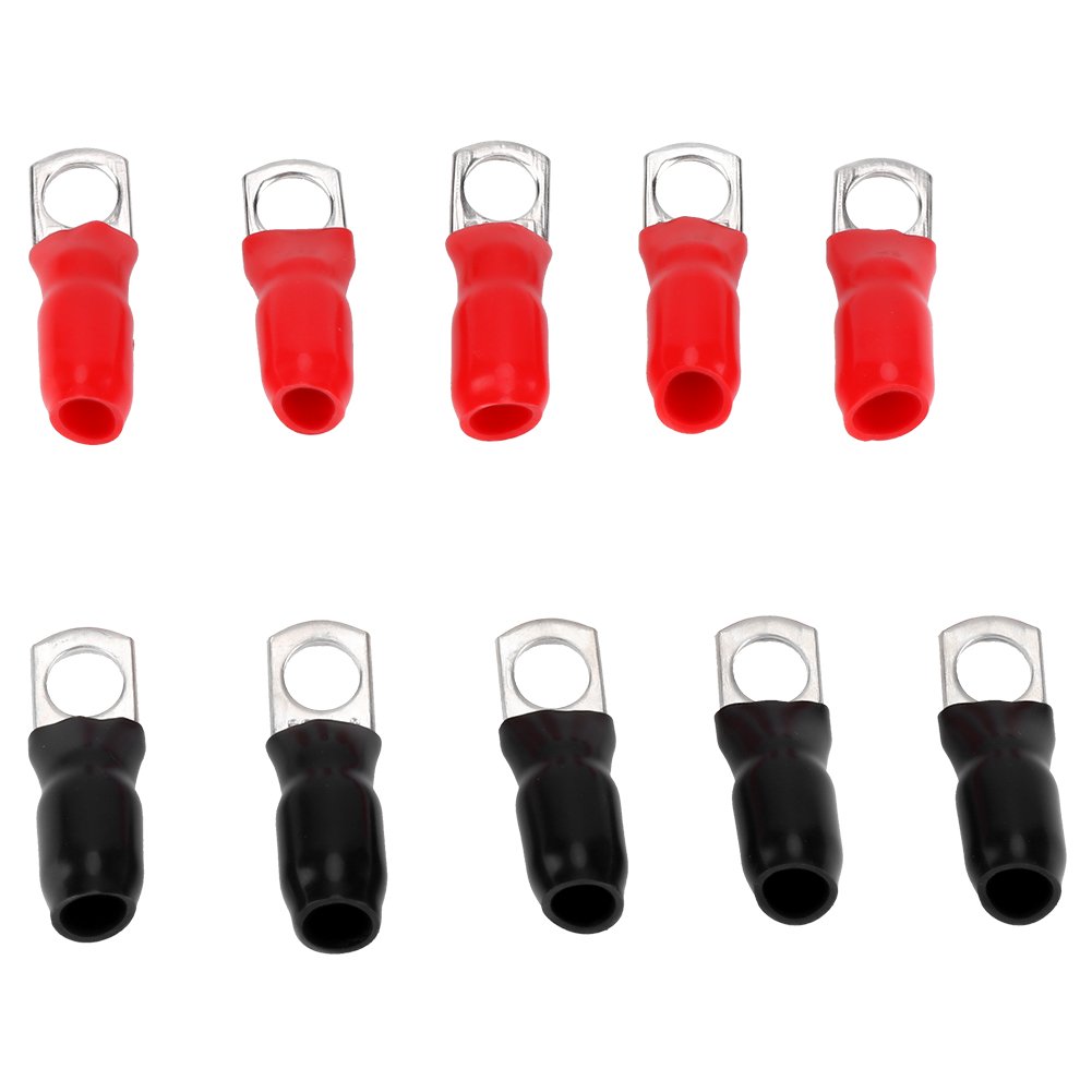 Ring Terminals, Durable Easy Installation Terminal Lugs 10 Pcs 1/0 Gauge Insulated for Automotive Repairs Marine Wiring RV Applications Medium Vehicles Electricians Boaters DIY Enthusiasts