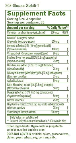Life Seasons - Glucose Stabili-T - Blood Sugar Support Supplement - Natural Glucose Control - Healthy Insulin Support - with Cinnamon and Chromium - (180 Capsules)