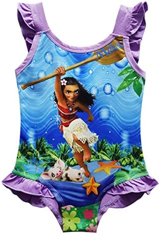 Little little smile Girls Summer Moana One-Piece Bikini 2-8t (Purple, 3y)