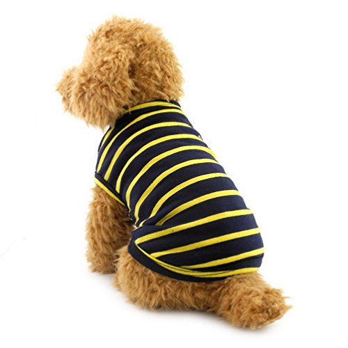 Pet Stripes Vest Summer T-Shirt Cotton Boys Male Doggy Clothes Small Dog Cat Puppy Apparel Chihuahua Costume Yellow L