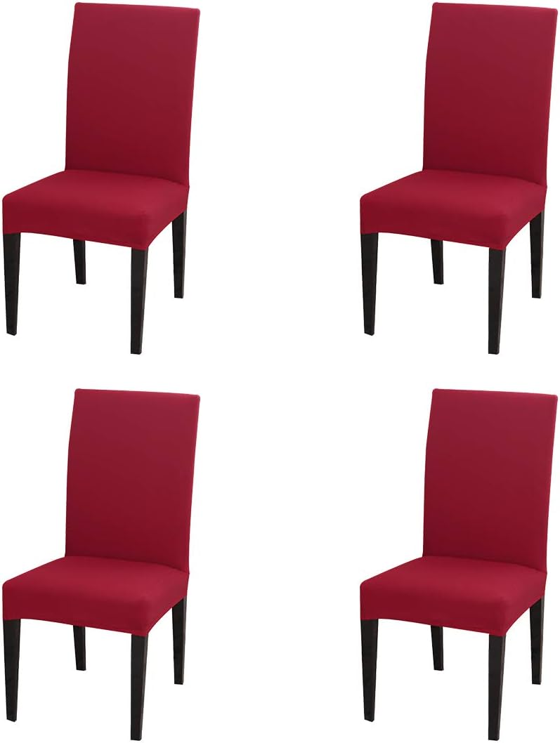 JQinHome 4 Pcs Dining Chair Slipcover, High Stretch Removable Washable Chair Seat Protector Cover for Home Party Hotel Wedding Ceremony