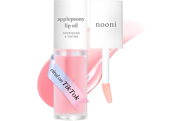 NOONI Vegan Korean Appleseed Lip Oil - Applepeony | Lip Stain, Long Lasting Hydration, Plumping, Moisturizing for Dry Lips, P