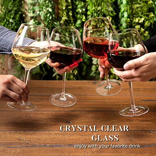 Long Stem 24 Oz. Oversized Wine Glasses, Set of 4 Crystal Glassware