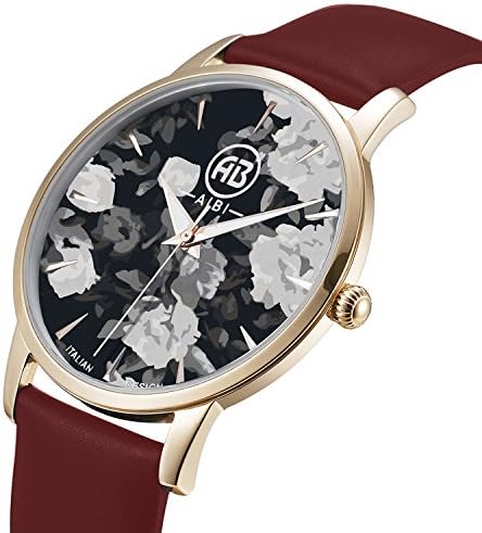 AIBI Men's AB52702-5 Stylish Fashion Rosegold Steel 40MM Quartz Watch with 21MM Red Strap