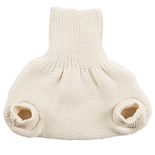 Pull on Diaper Cover for Baby Boys and Girls, 100% Organic Merino Wool Double Knit (62-68cm/ 3-6 months, Natural)