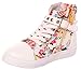 High Top Sneakers for Women and Girls with Lace-up in Canvas and Leather(5.5 B(M) US,floralpink) (5.5 B(M) US, floralpink)