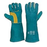 HAWK Forge 400 Welding Gloves Lined Leather, Blue - 14