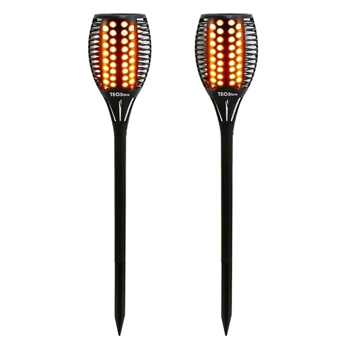 TEQStone Solarleuchte Garten Outdoor, Solarlampen für Außen LED Solar Gartenfackel, Garten Solar Fackeln, Realistischer Flamm