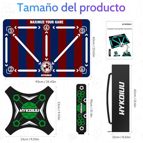 Football Training Mat with Videos for Ball Control and Dribbling | Non-Slip and Silent Children's Football Training Kit with Shooting Trainer and Carry Bag