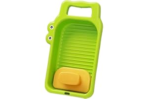 IEUDNS Washboard Basin Mini Washing Board Wash Tub Laundry Basin for Traveling Camping Kids Training, Green