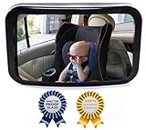 Best Baby Car Mirror, Back Seat Rear-facing Infant In Sight, Extra-Large, 360 Degree View, Crash Tested, Anti-Slip Straps, Adjustable Shatterproof, By Rayee
