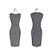 Janecrafts Women's Elegant Polka Dot Pencil Tank Business Work Belted Dress Dark Blue