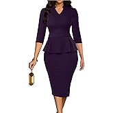 Church Dress for Women 3/4 Sleeve Work Teacher Office Business Vintage Wear to Work Pencil Midi Dress