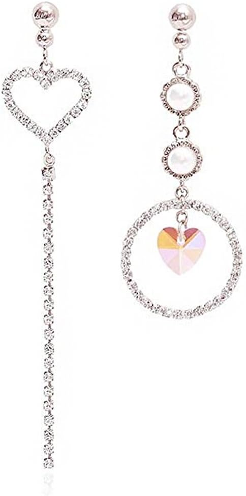 Drop Dangle Earings, Swarovski Crystal & Pearl, Gold Plated 2 Pairs # Secret Romance