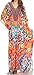 Sakkas SS1625 KF60025BT - LongKaftan Georgettina Ligthweight Printed Long Caftan Dress/Cover Up - Sunset Orange/Multi - OS