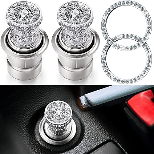 2 Pieces Crystal Bling Car Cigarette Lighter 12V with 2 Pieces Bling Car  Ring Emblem Sticker, Rhinestone Auto Interior Accessory Car Charger  Decoration and Car Engine Start Stop Decoration Ring price in
