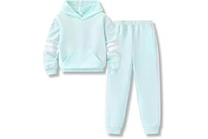 Voxikidio 2025 Girls Sweatsuit Set Cute Hooded Sweatshirt & Jogger Pants with Pocket Casual Outfuts Set