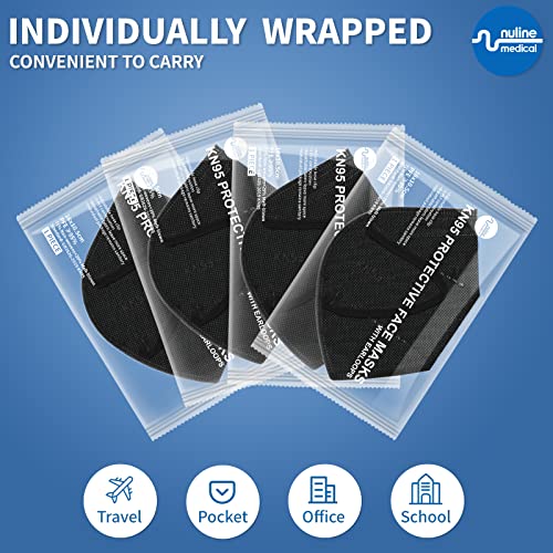 KN95 Disposable Face Masks, 5 Layer Cup Dust Protective Face Masks for Men & Women, Black, 30PCS
