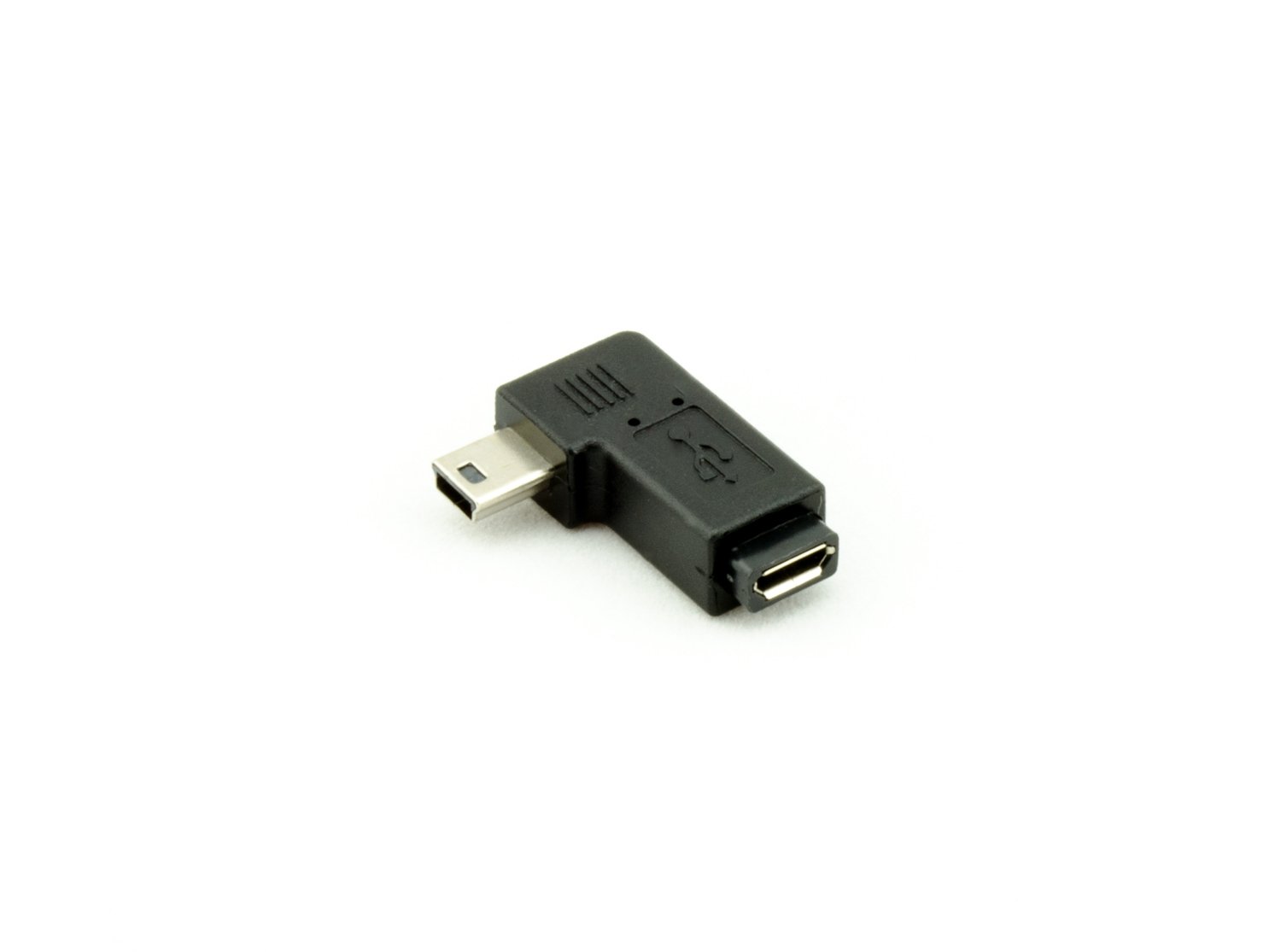 AKORD Right Angled Mini USB Male to Micro USB Female Adapter - Black