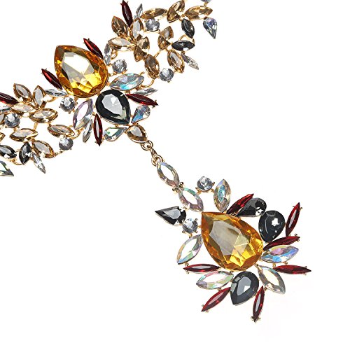 Statement Necklace Gold Chain Colorful Crystal Choker Women Jewelry with Holylove Gift Box-HLN00012 Colorful