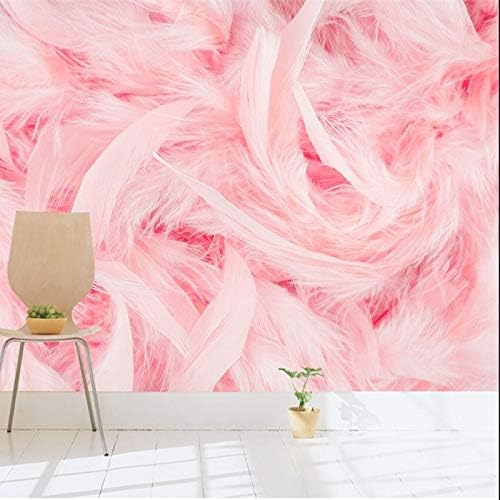 Beautiful Pink Flamingo Feather TV Sofa Wall Mural Wallpaper Papel de Parede para Quarto Papel Mural (W)200*(H)140cm A