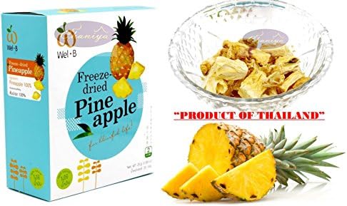 Crispy Freeze dried Fruit Pineapple Special and Unique Fruit Healthy Snack 100% all Natural Oil-Free 1 Box 25 g. (0.88 Oz)