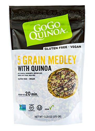 GoGo Quinoa Gluten Free Five Grain Medley, Made with Red Quinoa, Amaranth, Brown Rice, Green Split Peas and Wild Rice, Gluten-Free, Non-GMO and kosher Certified, Vegan 0.83 Lbs
