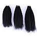 Yonis Kinky Straight Wave Hair Extensions Weft Weave Natural Black Color 3 Bundles Synthetic Human Hair Mixed Length (16