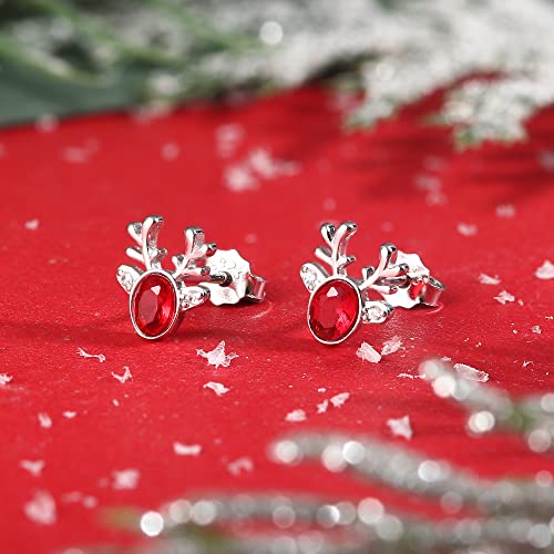 Finrezio 3 Pairs Hypoallergenic Silver Christmas Earrings for Women and Girls - Snowflake, Reindeer and Hat Earrings - Birthday Gift, Sterling Silver