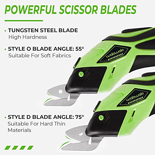 walowalo Electric Fabric Scissors Box Cutter 2 Rechargeable Batteries 2