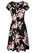 Zattcas Womens Summer Casual Midi Dress Short Sleeve Floral A Line Flare Dress