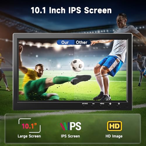 podofo Mini LCD Monitor 10.1 Inch Portable Monitor for Computer/Surveillance/Rear Camera, with HDMI/VGA/AVI/BNC/USB Input, HDMI Screen for Gaming, DC 9-30V
