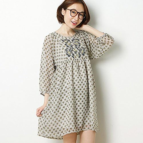 Amazon Co Jp アルシーヴ Archives つた柄プリント刺繍ワンピース カーキ M 服 ファッション小物