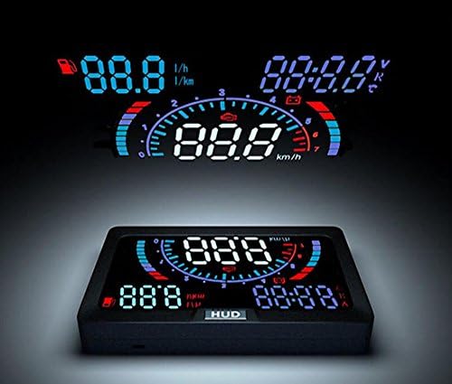 LUNYI4.3 Inches Multi-Color Car HUD Head Up Display Employ Nano Technology for Glare Removal and Clear HUD Display without Reflection Film, Work with OBD OBD2 & EUOBD Car only , a200hud speedometer (cai guang)